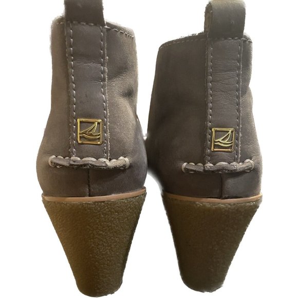 SPERRY $130 Top Sider Harlow‎ Burnished Leather Wedge Ankle Booties Cognac 7.5 - Picture 5 of 7